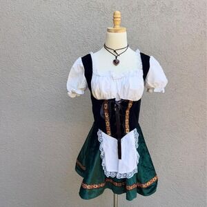 Charades Green Velvet Corset Mini Dress Costume Size Small